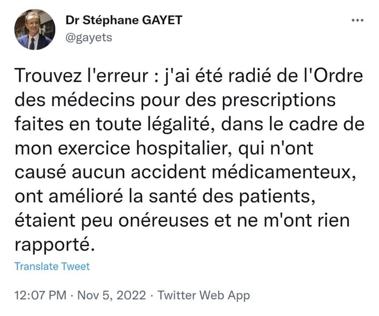 Dr. Stéphane Gayet, licencié