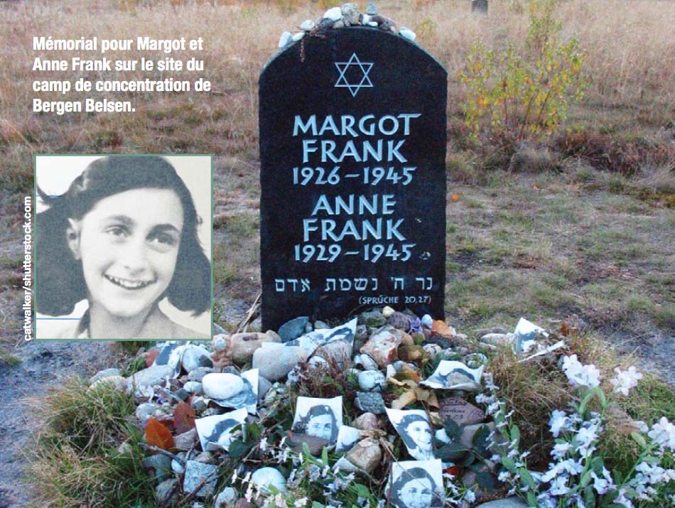 Mémorial pour Margot et Anne Frank sur le site du camp de concentration de Bergen Belsen.